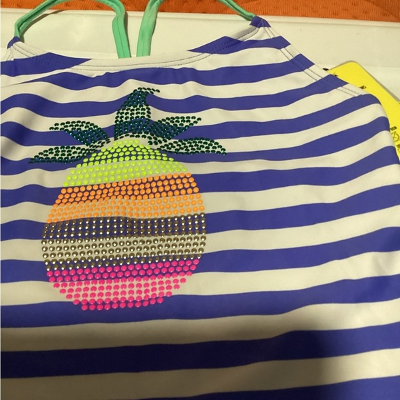 Girls'‎ Tankini Summer Rash Guard Bathing Suits Two Piece Swimsuit Shorts XL - Picture 4 of 5